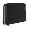 Gucci Script letter logo zipper closure leather card holder wallet men's black