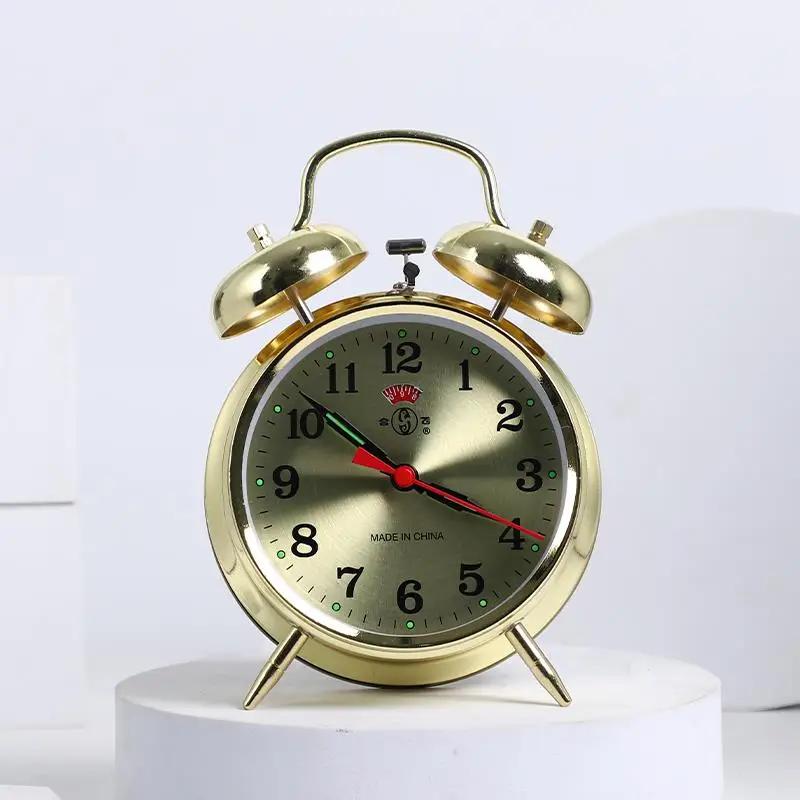 Vintage Mechanical Alarm Clock Pure Elegant Manual Watches Table Clock Metal Pure Copper Movement Minimalist Chicken Pecking Rice Bedside Clocks