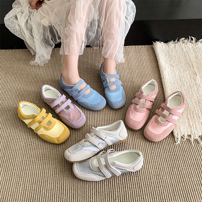 Retro word with moral training shoes women's spring and summer new niche design Velcro fashion versatile Mary Jane shoes