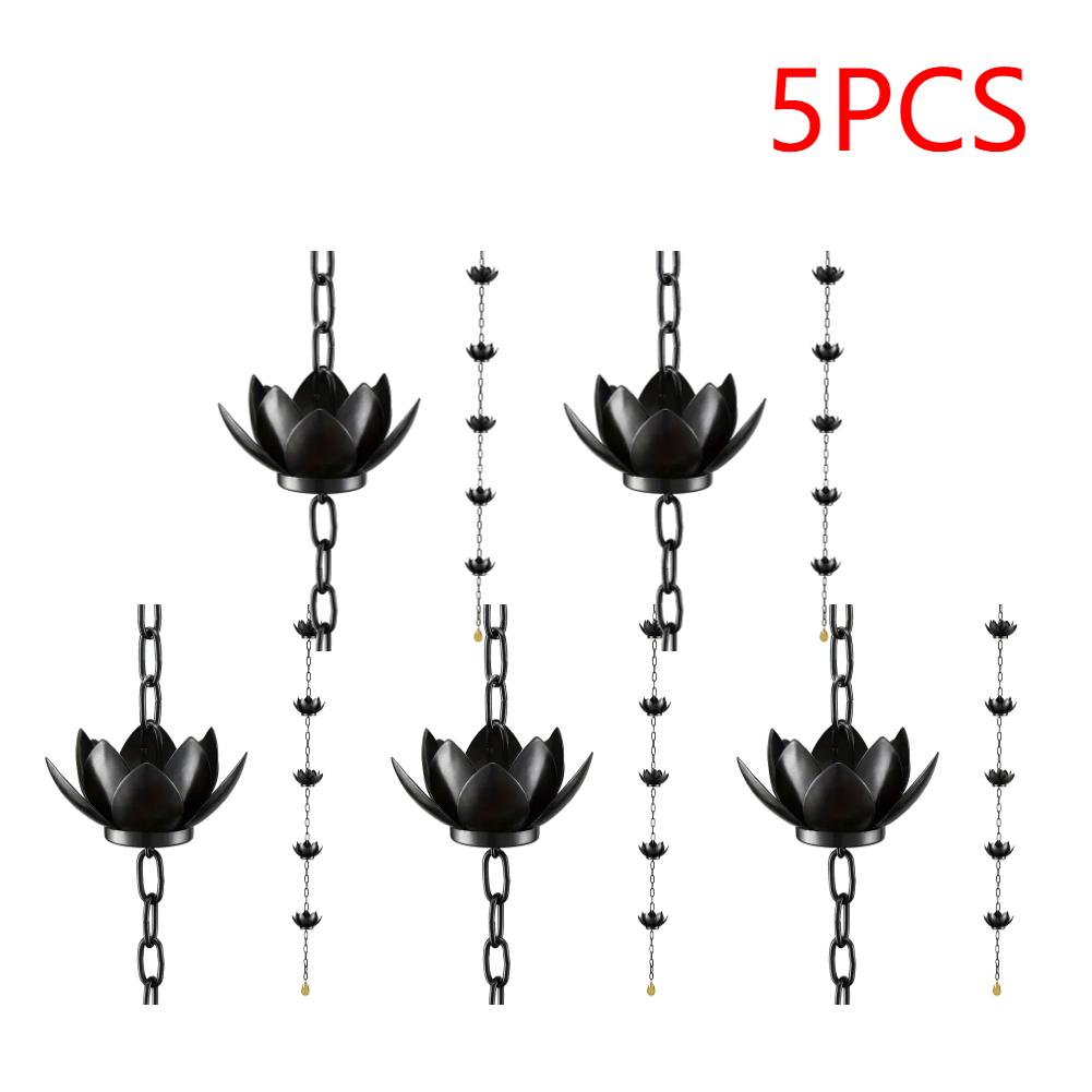 1-5PCS Lotus Rain Catcher Chain Decorative Adjustable Rain Chain Gutter Roof Rainwater Catcher Drainage Downspout Tool For Outdo