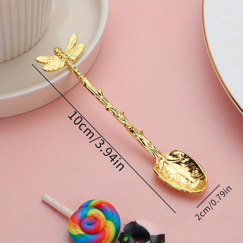 

3 шт. прочная металлическая конструкция в форме ветки стрекозы маленькие десертные ложки в форме листа