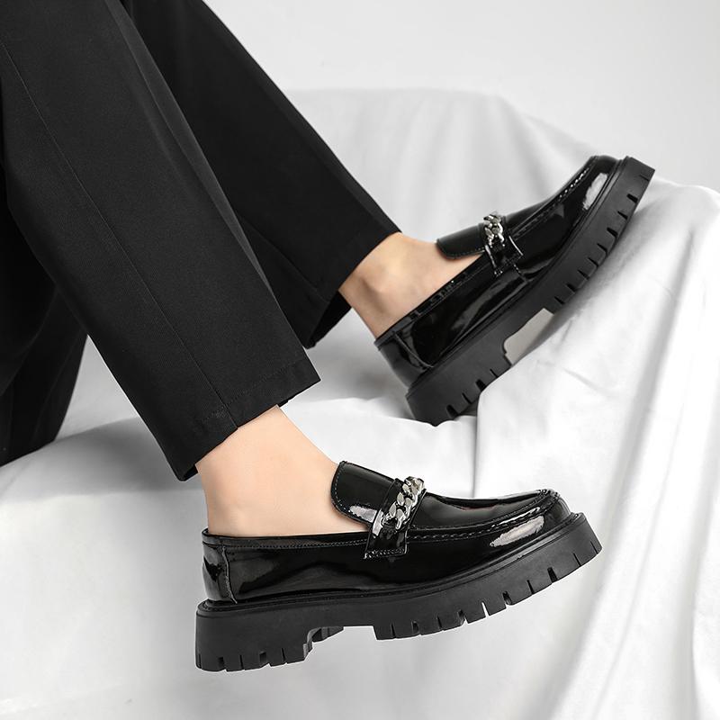 Fashion Thick Bottom Walking Business Shoes New Trend Men Leather Dress Loafers Slip on Soft Loafers Non Slip Breathable Driving Flats