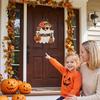 Pumpkin Theme Ornaments Halloween Ghost Welcome Door Hanger, Cute Wooden Sign with Witch Hat & Hanger Elements, Fall Indoor Outdoor Wall Decor