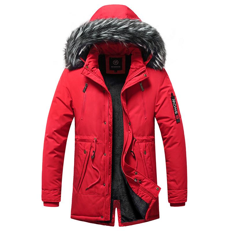 Herren Winter Slim Fit Kapuzenjacke - Mittellang, Dick und Modisch