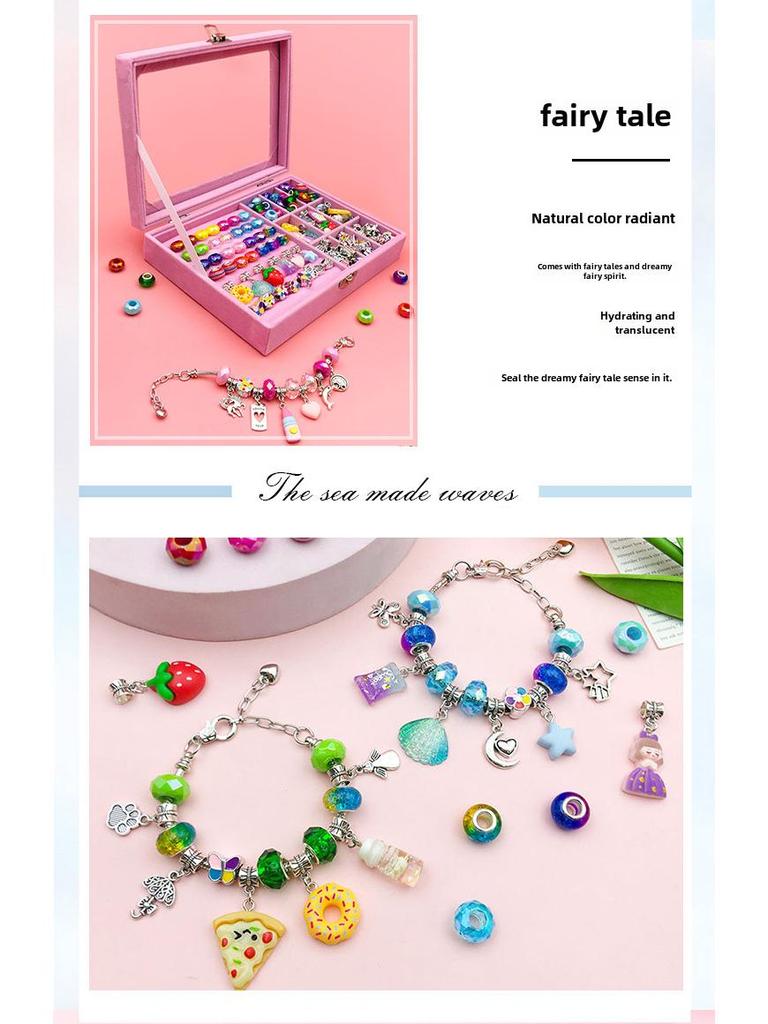 66-Piece DIY Jewelry Box Set: Colorful Nine-Square Handmade Bracelet Kit for Girls