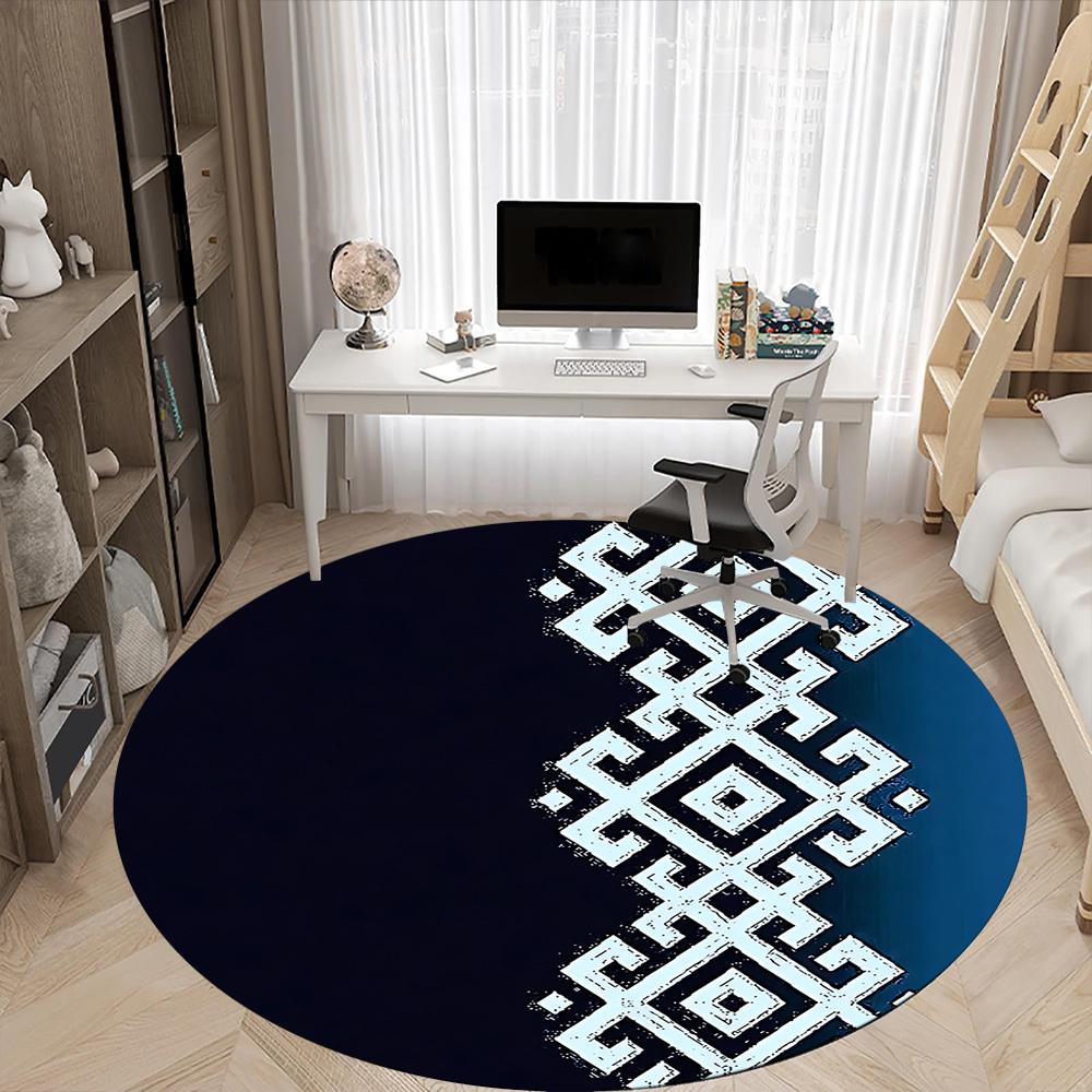 1pc Mandala Pattern Office Round Area Rug, Mat Suitable For Office, Under Office Chairs Bedroom Living Room Home Decor, Room Deco