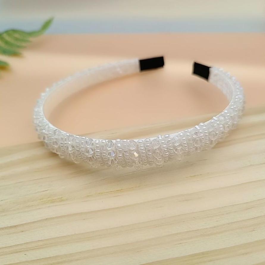 Korean Fashion Shiny Beaded Headband For Women Full Crystal Diamond Hair Hoop Wedding Bridal Hair Jewelry Accessories