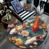 Koi Fish Round Area Rug,Carpet Rug for Living Room Bedroom Sofa Playroom Decor,Non-slip Floor Mat