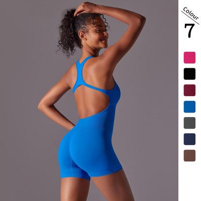 European & American Seamless Solid Color Yoga Jumpsuit: Breathable, Tight-Fitting, One-Piece Design with Elegant Back
