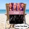 Custom Name Kpop Group Fashion Microfiber Beach Towel Super Soft & Absorbent for Bath, Beach, Travel  Bath Time Accessory, Fan Gifts
