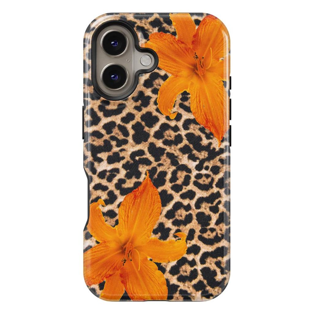 Leopard Print Flower Phone Case for IPhone 17 16e 16 15 14 13 12 11 X XS XR XSMAX 7 8 Air Pro Max Plus Luxury Double-layer Cover
