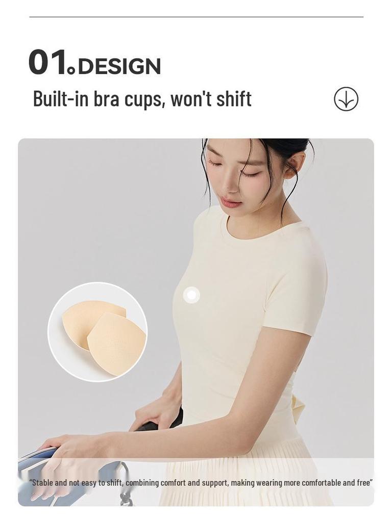 Women's Short Sleeve Yoga Suit & Pleated Tennis Skirt Set