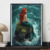 5D DIY Diamond Painting Ariels Little Mermaid Rock and Wave Illustration Embroidered Mosaic Cross Stitch Home Decor Gift Craft
