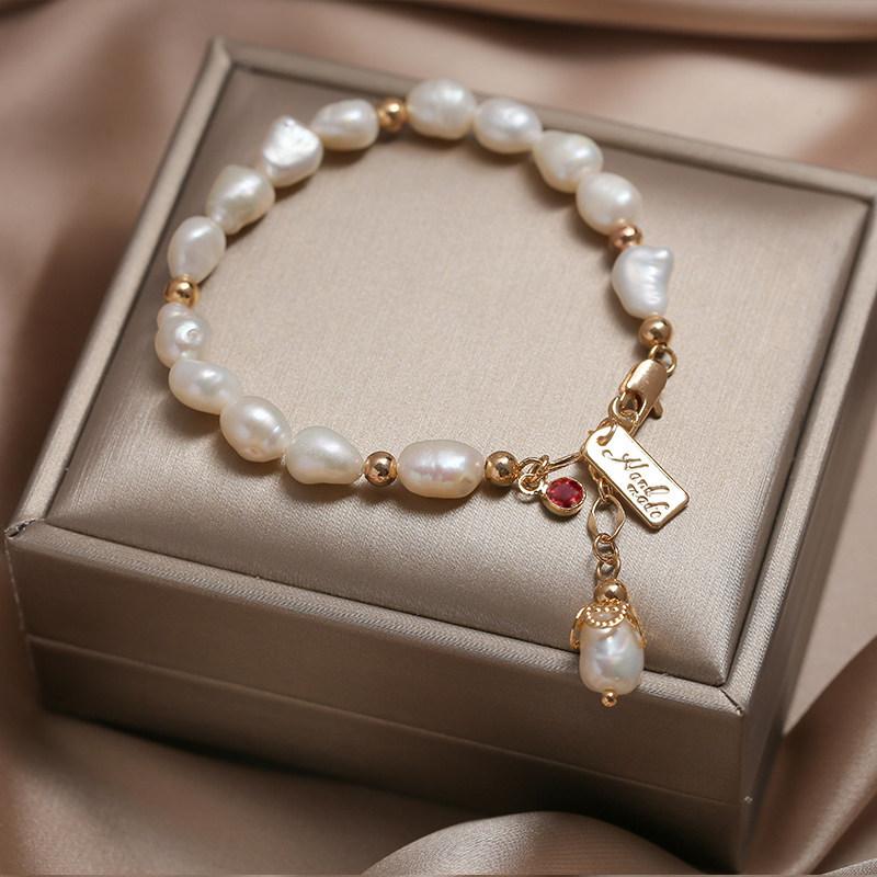 

Браслет из натурального жемчуга в стиле барокко, женский дизайн в Instagram, крутой и красный браслет из 14-каратных бусин Alien 16cm