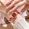 Numeral Dial Women Bracelet Watch Violet Leaves Diamond Setting Elegant Quartz Watch Round Alloy Case Adjustable Luxury Watch