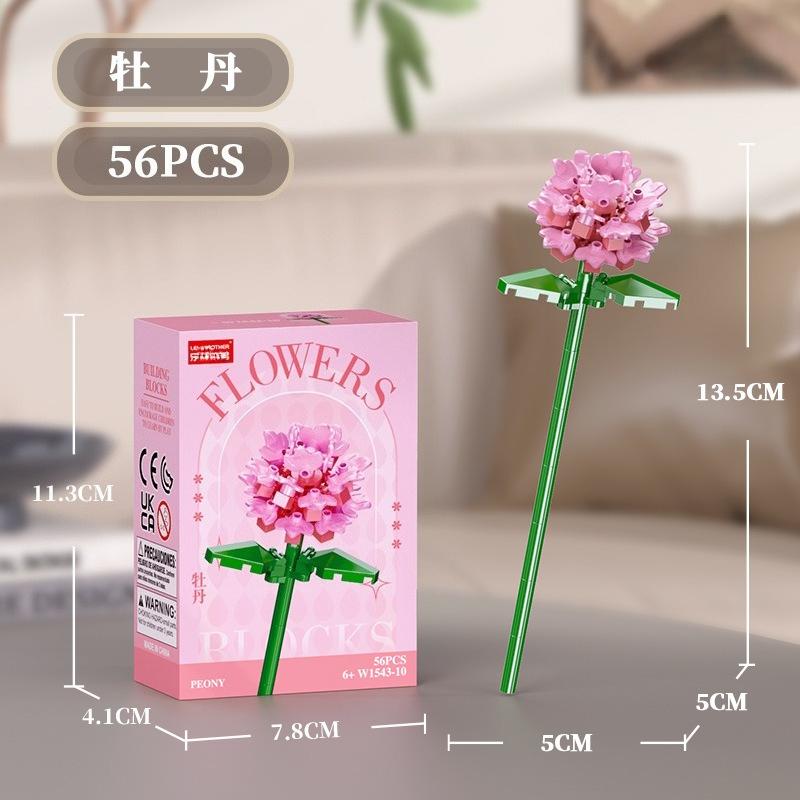 Bouquet Flower Mini Particle Blocks Flowers Model Micro Building Bricks Creative Desk Decor For Adults Toys for Children