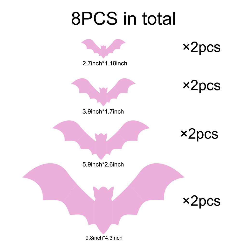 Black & Pink Halloween Bat Wall Stickers for Kids' Room Decoration & Party Ambiance