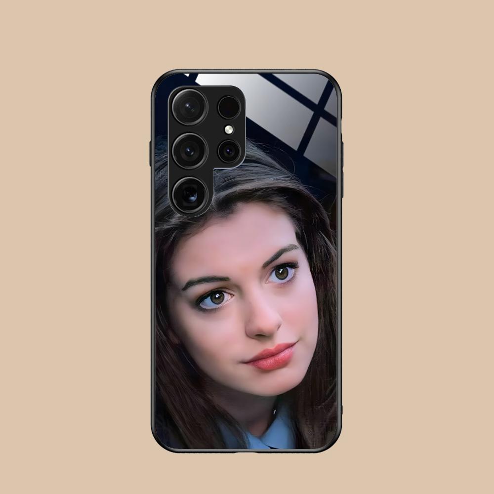 Anne Hathaway Mobile Phone Case for Samsung Galaxy S26 S25 S24 S23 S22 S21 S20 Note20 Plus FE Ultra Glass Colorful Cover Pretty
