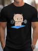 Unisexs SlimFit Gym TShirt with Cute Bear Print Lightweight Breathable Crew Neck Summer Tee for Workout Casual Wear HFit White Shirt for