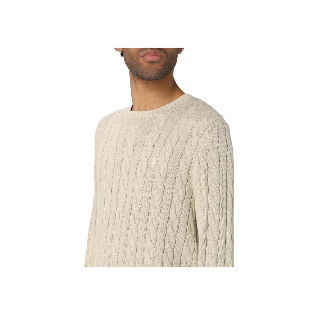 Polo Ralph Lauren Solid Color Crew Neck Knit Sweater Men sweater Beige 710965867-001