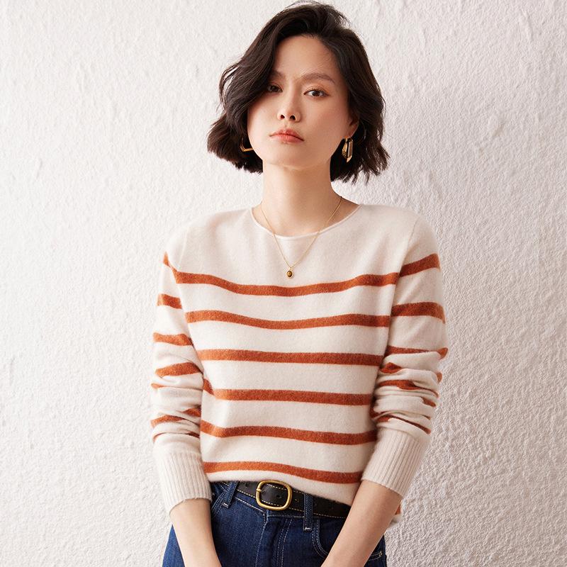 2026 Lokasha Women's Seamless Cashmere One-Piece Sweater, Round Neck Pullover, Base Layer, Autumn/Winter Knitwear.