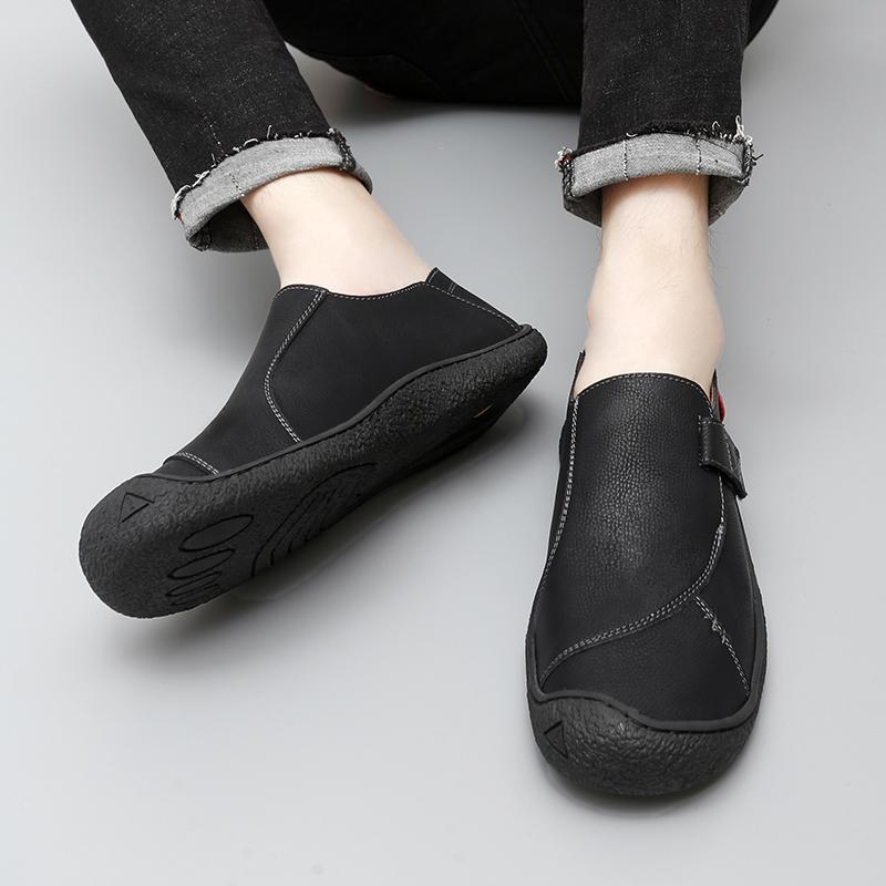 Nye Håndlagde Herre Fritidssko Kjøresko Vintage Stil Herre Fottøy for Fotturer Utendørs Loafers Ekte Lær Herre Fritids Gåsko