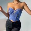 High-End Sexy Lace Eyelash Floral Tube Top for Women 11075
