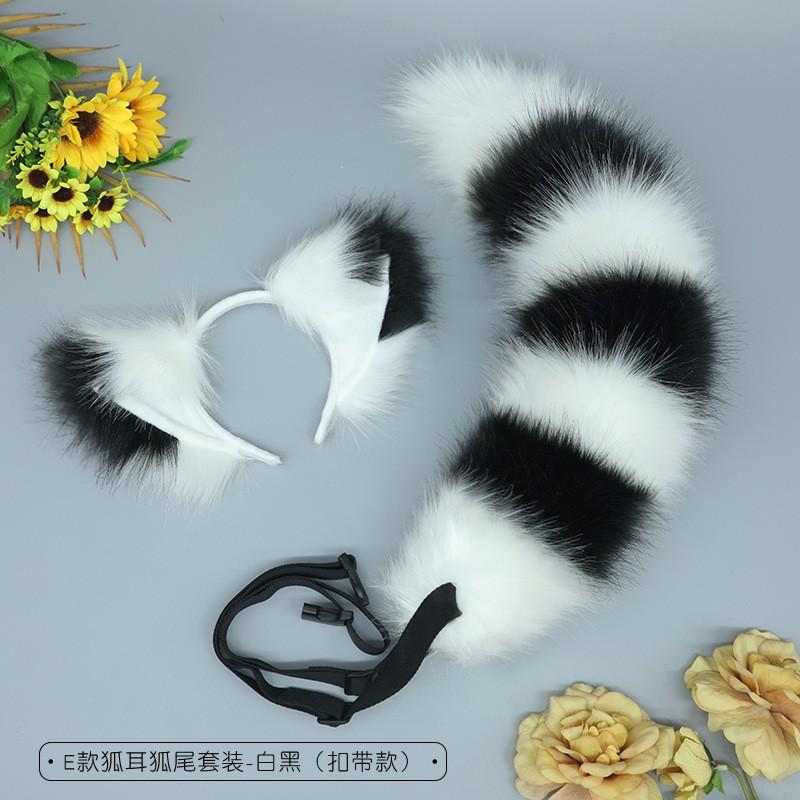 Handmade Fox Ear Headband Tail Set Cosplay Costume Accessories - Soft Plush Animal Ears Kit