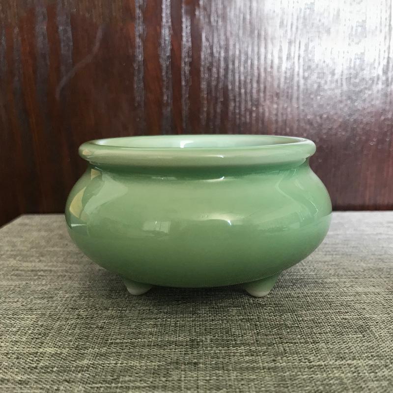 Celadon Imitation Temple Double Ear Ceramic Thread Incense Burner Temple Buddha Furniture Ceramic Sandalwood Incense Burner