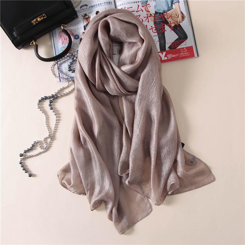 Luxury  Women Fashion Scarf Plain Solid Silk Linen Shawls Scarves Summer Lady Bandanas Pashmina Foulard Hijab 180*90Cm