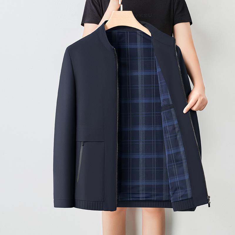 

Dad Jacket Spring and Autumn Versatile Stand-up Collar Casual Loose Top In The Elderly Business Jacket 4XL