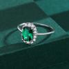 Classic Emerald Ring For Women Real S925 Silver Diamond Crystal Flower Loyal Finger Wedding Party Gift Female Jewelry