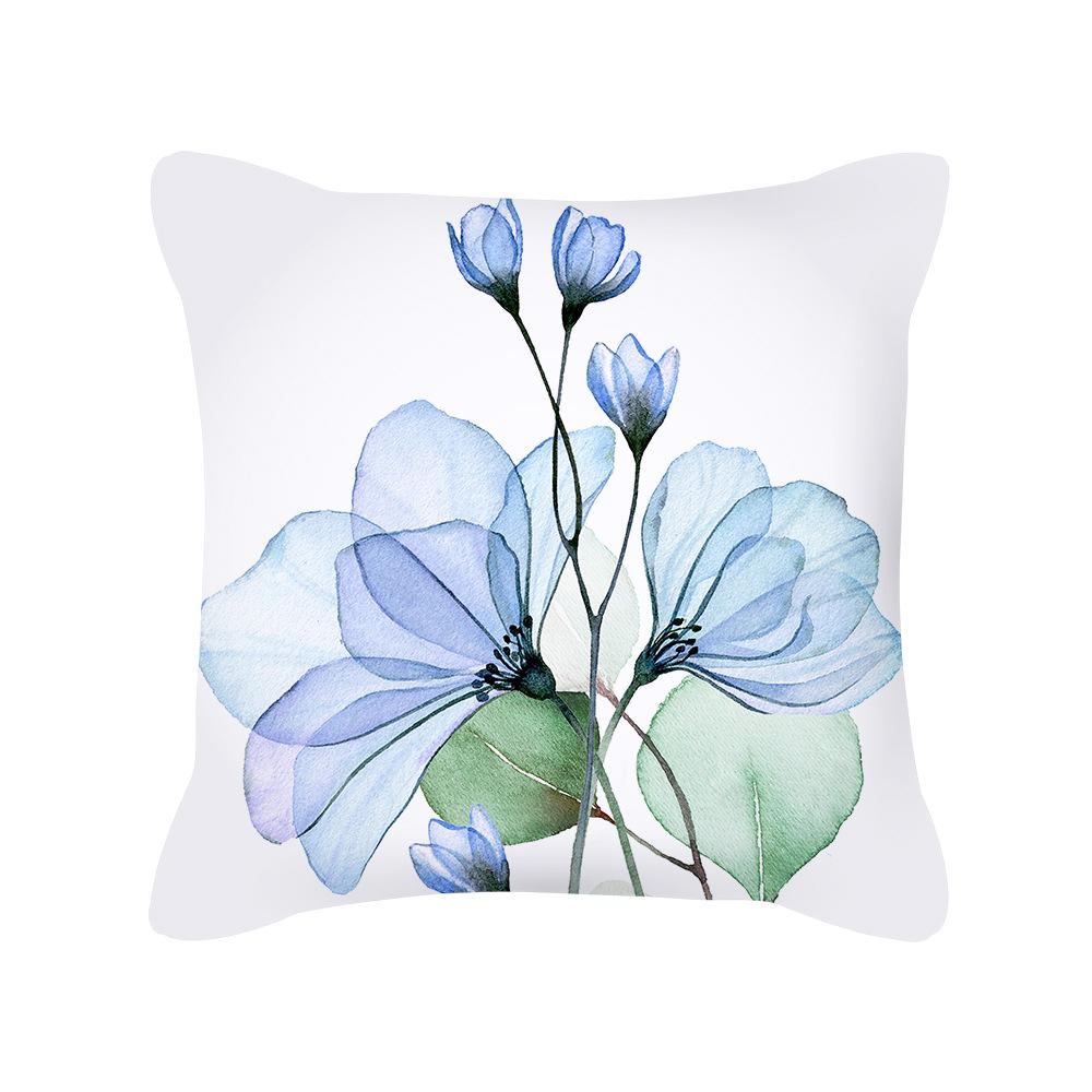 Pillow New Plant Flower Printed Pillow Sofa Pillow Bedside Backrest Short Plush Pillow Cover