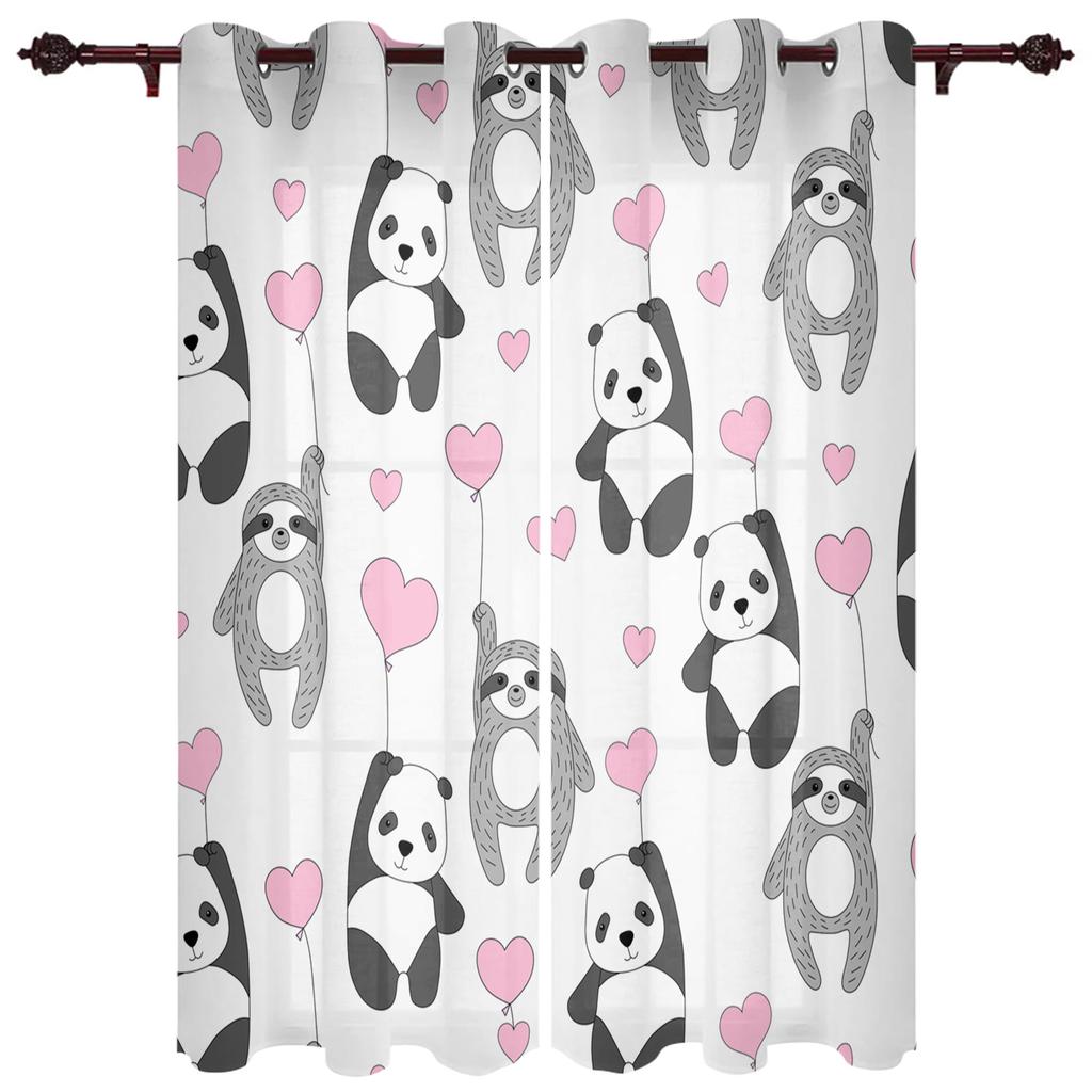 Animal Cute Panda Bamboo Window Curtains Bedroom Kitchen Decor Curtain Panel Window Curtains for Living Room