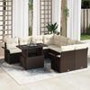 9-Piece Garden Sofa Set with Brown Cushions In Poly Rattan, 2-Seater Garden Sofa with Storage & 3356991