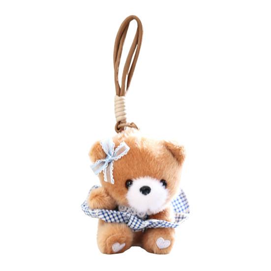 Cute Dress Up Bear Stuffed Bear Pendant Plush Keychain Small for Bag Backpack кофейный