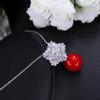 WWJ Qualitäts-Kubikzirkonia-Schnee-Blumen-rote Tropfen-Halsketten-Anhänger-Weihnachtsgeschenke