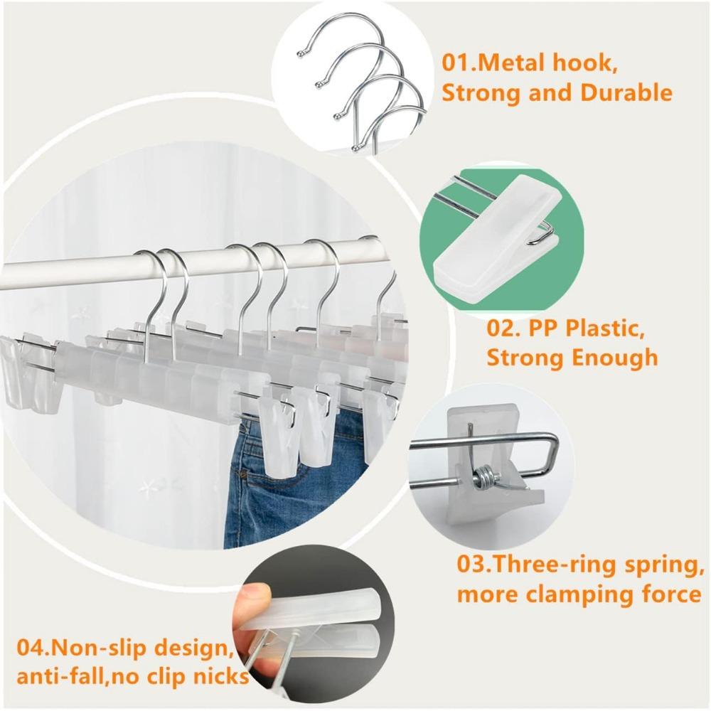 Hosenbügel mit Clips, Rockbügel, 360° drehbare Haken, platzsparende Kleiderbügel für Hosen, Röcke, Kleidung, Jeans