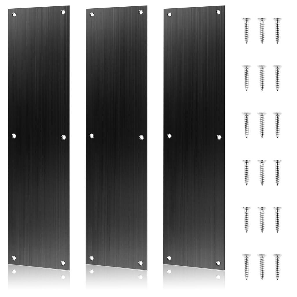 3 ks Push Door Plate 15X3,5" Nerezová ocelová deska pro tlačení dveří, Nášlapná deska dveří, Kovová deska na ochranu dveří s 1