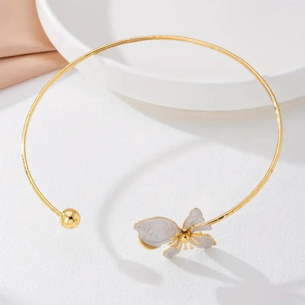 Adjustable Open Chokers Colorful Collar Necklace Elegant Flower Necklaces Vacation