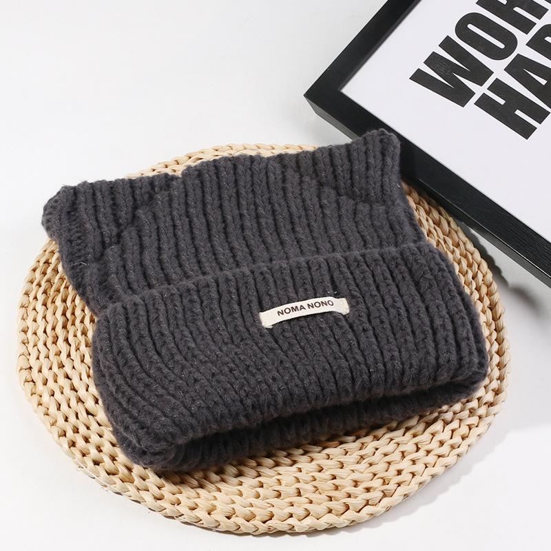 Japanese Cat Ear Wool Hat for Women In Autumn and Winter Warm Cute Knitted Hat Korean Version Versatile Cold Pullover Cold Hat