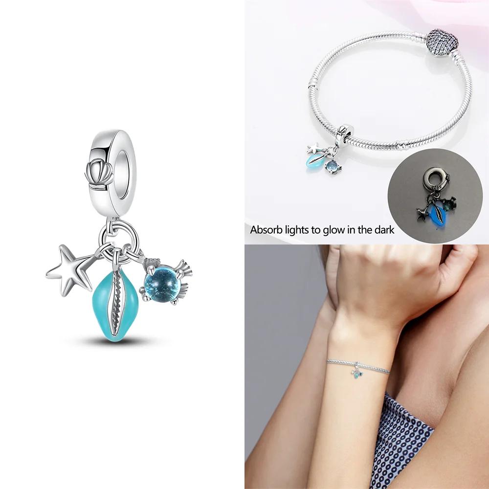 Copper Ocean World Series Sea Blue Turtle Starfish Crab Octopus Charms Bead Fit Bracelet Diy Jewelry Gift