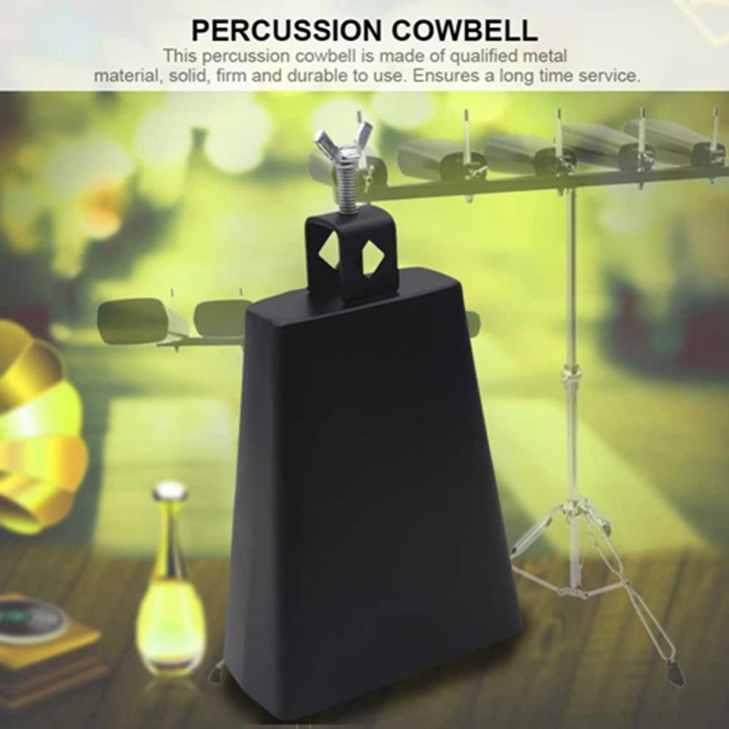 Durable 6-inch Metal Cowbell Percussion Drum Block with Sticks, Easy To Store and Carry, Percussion Accessory