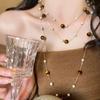 Trendy Vintage Tiger Eye Stone Pearl Bead Stacked Necklace For Women Fashionable Autumn And Winter Charm Jewelry