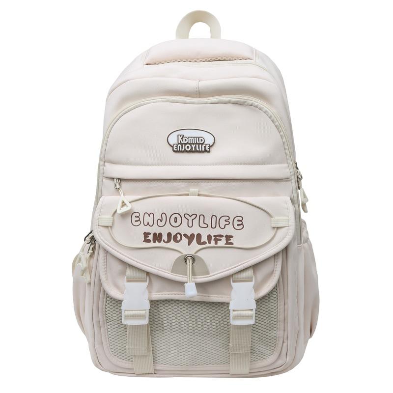 Letter Print Women's Backpack Large Capacity Computer Backpack Color Block Student Schoolbag