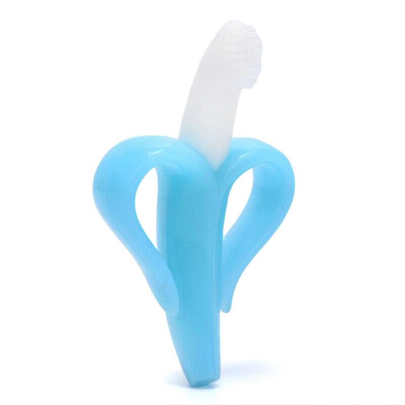 Safe Baby Teether Teething Chew Toy Safe Food Silicone Banana Toothbrush Tool