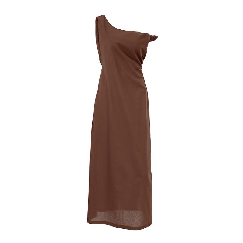 Französisches Design Sinnliches Kleid Frühling/Sommer Schräger Ausschnitt Schulterfrei Langes Kleid für Damen