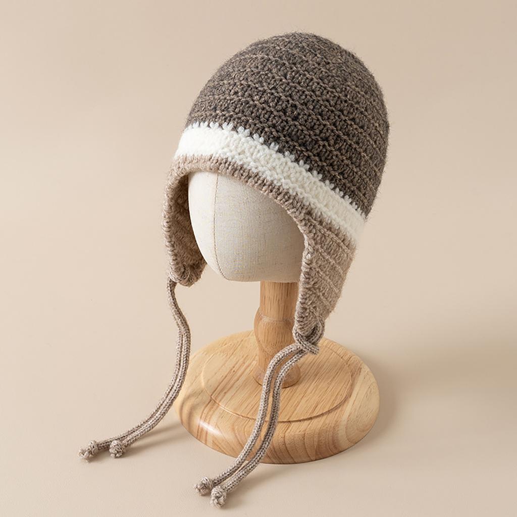 Winter Knitted Earflap Hat for Baby Cute Pompom Toddler Ear Protection Cap Korean Solid Color Kids Boy Girl Beanie Bonnet