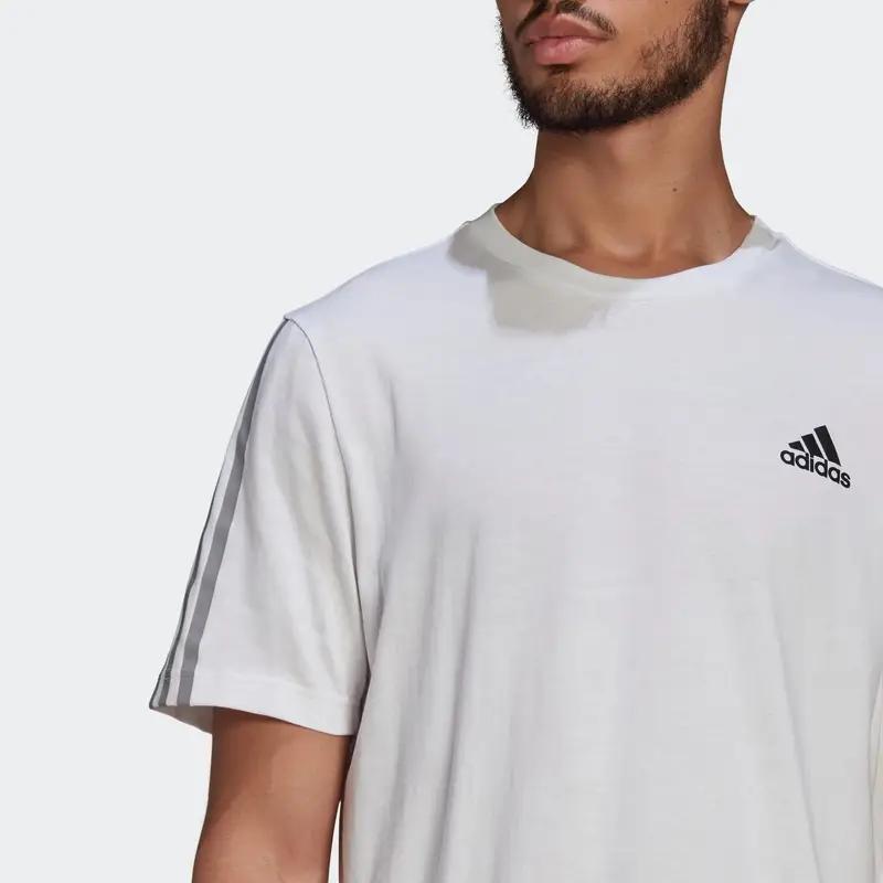 Adidas Pure Color Striped Logo Print Short Sleeve T-Shirt Men Tops White GK9431