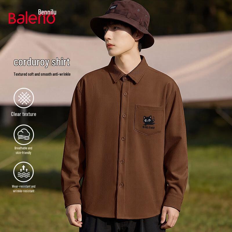 Baleno Unisex Cartoon Corduroy Long Sleeve Shirt